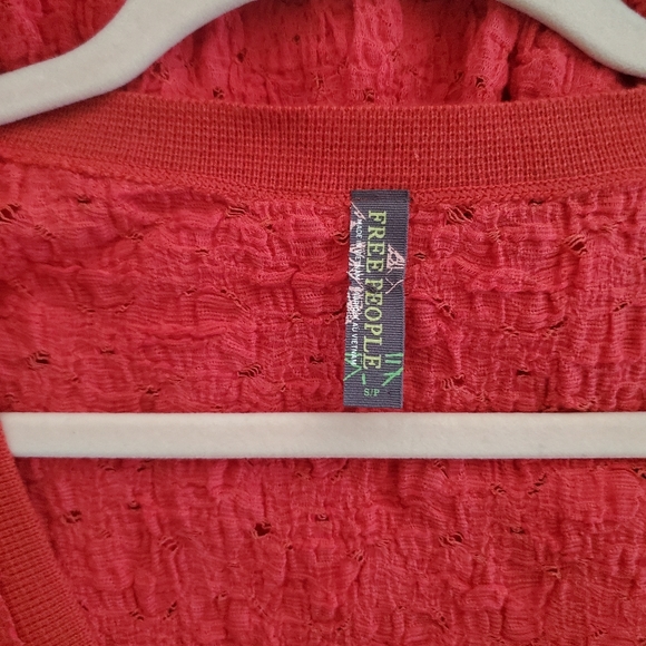 Free People Take Me to Tea Lace Cardigan Orange Mixed Pattern Lace Orange Small - Picture 6 of 6